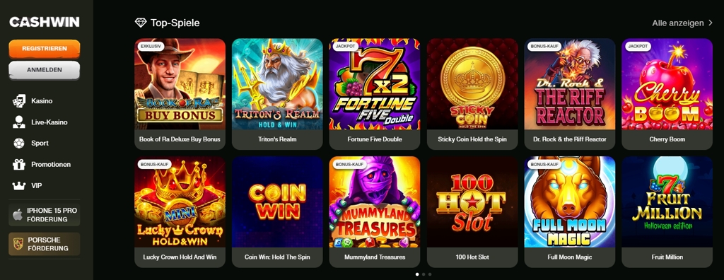 Vielfältige Spielauswahl bei Cashwin Casino